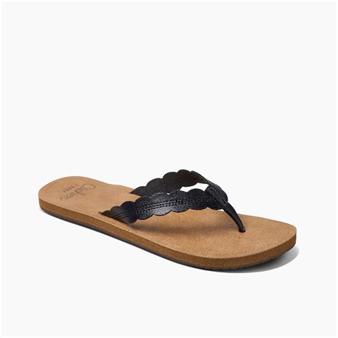 reef celine black|Women's Cushion Celine Sandals in Black/Tan .